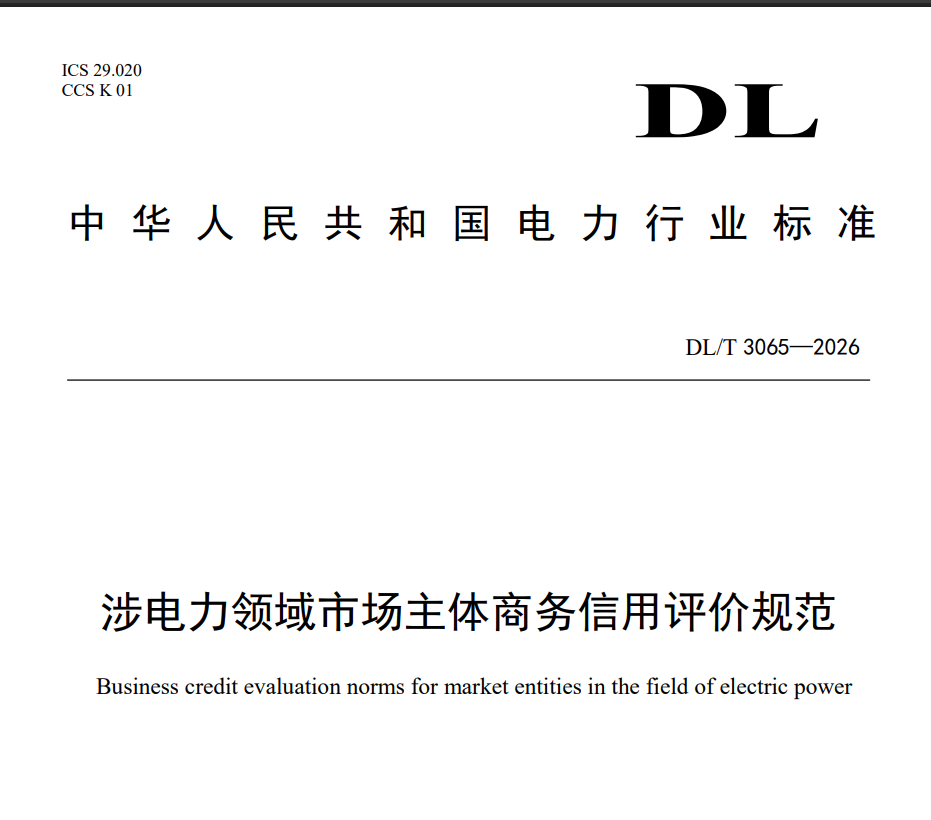 涉电力领域市场主体商务信用评价规范